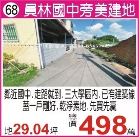 員林國中旁建地29坪498萬-長期專任約-我是承辦-陳晉添0921-373737
