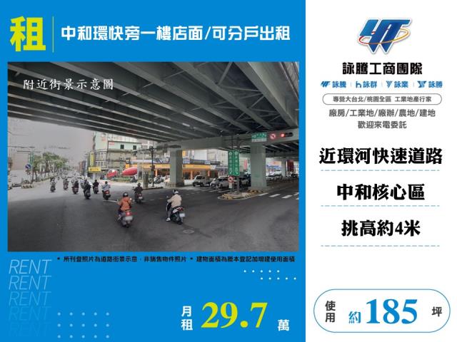&nbsp;中和環快旁一樓店面/可分戶出租155