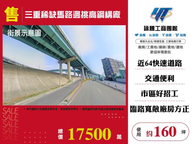三重稀缺馬路邊挑高鋼構廠房145