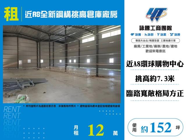 近A8全新鋼構挑高倉庫廠房155