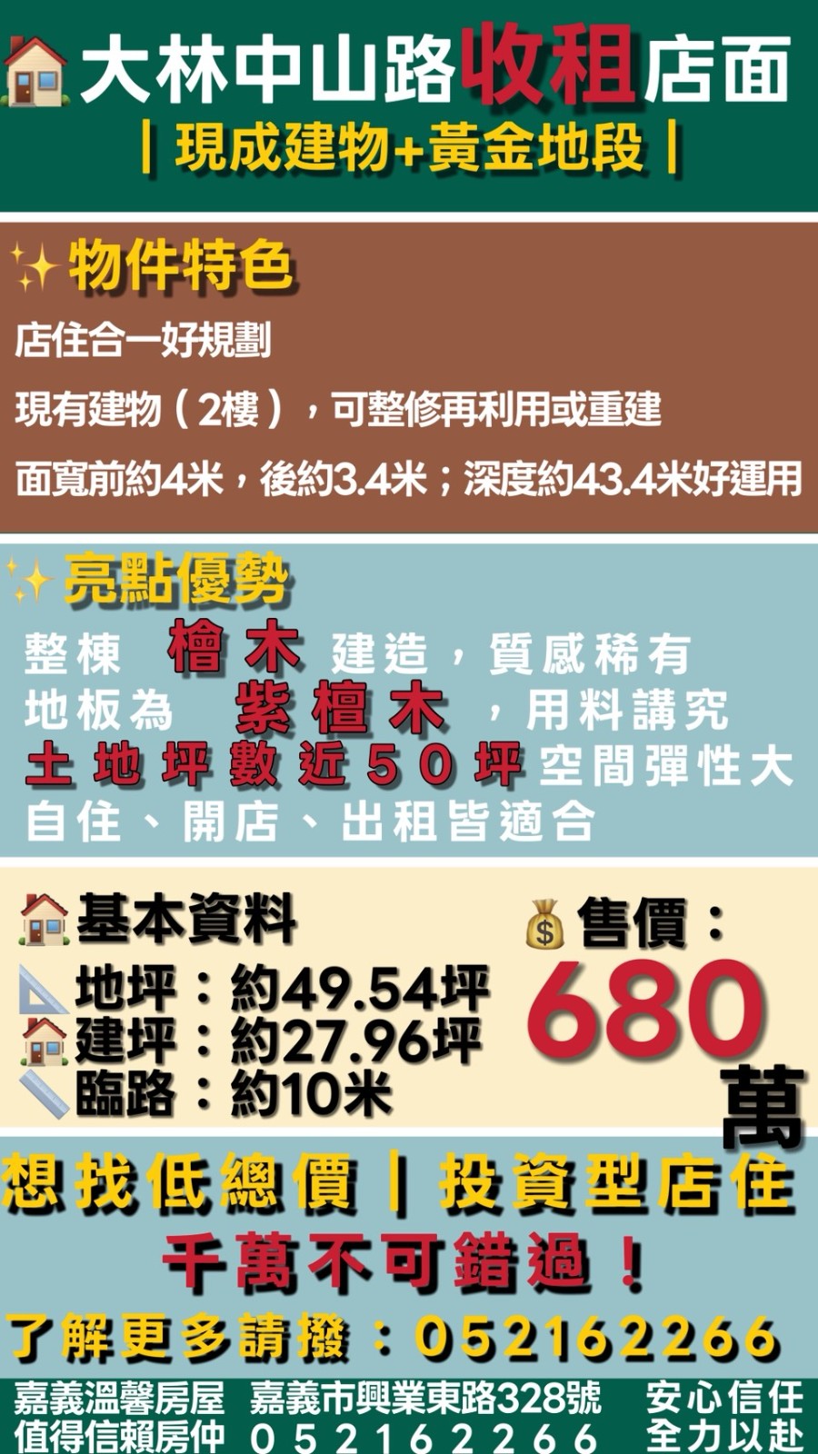 680萬買店住｜大林中山路黃金點位